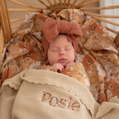 Milk and Poppy - Heirloom - Name Blanket - Colour - Biscuit - Name - Luna Grace - Font - Jack